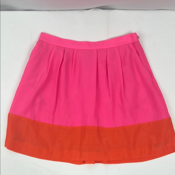 J. Crew Tropical Pink and Orange Feminine Mini A-Line Skirt with Pleats Size 6 - Picture 3 of 11